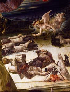 Un angelo e pastori (dettaglio) da Benvenuto di Giovanni