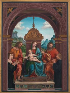 Madonna col Bambino, San Giacomo, San Filippo e la famiglia di Antonio Busti
