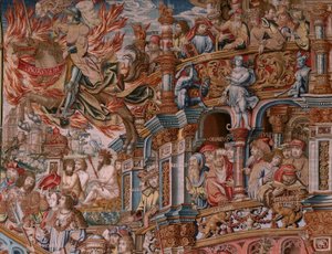 Serie Gli Onori. Fama. Terrazzo. Modello di cartoni animati dal circolo di Bernard van Orley e Jan Gossaert (Mabuse). Manifattura Pieter van Aelst, Bruxelles. Ca 1550.