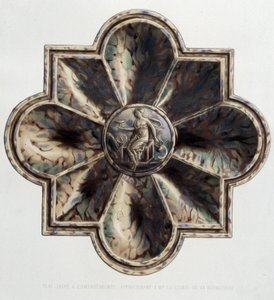 Piatto jaspé con compartimenti - Piatto ceramico, in "The work of Bernard Palissy" di C. Delange e C. Borneman, Parigi da Bernard (after) Palissy