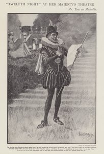 Herbert Beerbohm Tree come Malvolio in una produzione della Dodicesima Notte di Shakespeare al Her Majesty