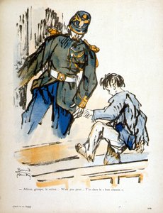 Bambino e poliziotto - incisione da Bernard Naudin