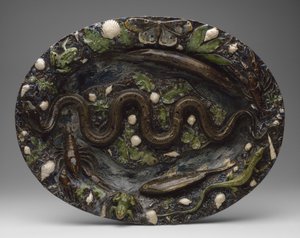 Ceramica rustica: Piatto con ornamenti animali e vegetali, seconda metà del XVI secolo da Bernard Palissy