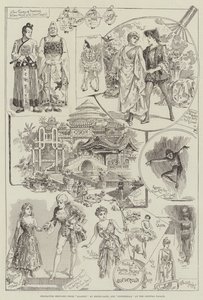 Schizzi di personaggi da Aladdin al Drury-Lane e Cenerentola al Crystal Palace da Bernard Partridge