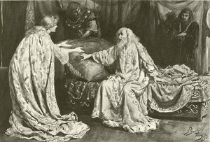 Miss Ellen Terry come Cordelia, Mr Henry Irving come Re Lear da Bernard Partridge