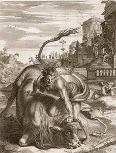 Acheloo in forma di toro è sconfitto da Ercole, 1731 da Bernard Picart
