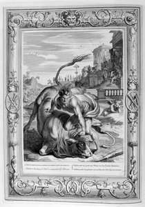 Acheloo in forma di toro è sconfitto da Ercole, 1733 da Bernard Picart