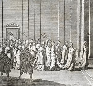 Diversi stadi del conclave, riunione dei cardinali per l