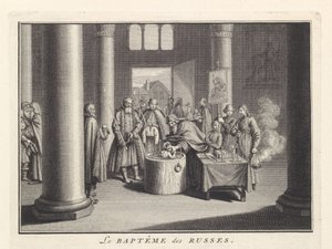 Battesimo infantile in Russia, 1732 da Bernard Picart