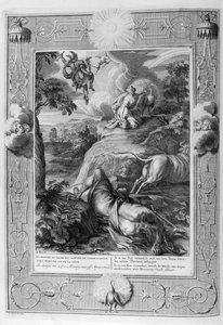 Io, la figlia di Inaco e amante di Zeus, fu trasformata in una mucca (incisione)