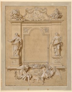 Pannello Commemorativo che Raffigura Pittura e Musica da Bernard Picart
