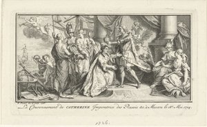 Pietro il Grande incorona sua moglie Caterina I come Imperatrice, 1726 da Bernard Picart