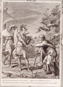 Fineo è liberato dalle Arpie da Calais e Zetes, 1731 da Bernard Picart