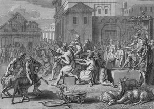 Sacrificio di un agnello nero, il giorno della grande Festa del Sole, 1723 da Bernard Picart