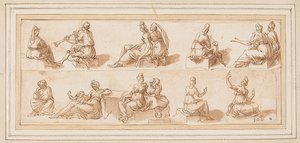 Foglio di schizzi con diverse figure da Bernard Salomon