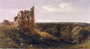 Castello in rovina in un paesaggio (Castello di Knaresborough)