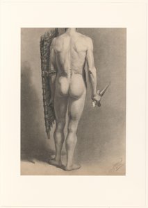 Nudo maschile con spada e scudo, visto di spalle da Bernard Willem Wierink (signed by artist)