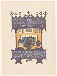 Pubblicità della tipografia e litografia di Amsterdam Dieperink & Co (1910 Mostra del libro)