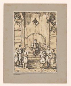 Ragazzi davanti a una porta di legno da Bernard Willem Wierink