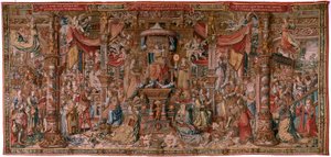 Serie Gli onori. Fede. Primo arazzo della serie. Modello Cartonisti del circolo di Bernard van Orley e Jan Gossaert (Mabuse). Manifattura Pieter van Aelst, Bruxelles. Ca 1550 da Bernard van Orley