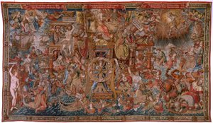 Arazzo fiammingo. Serie Gli Onori. Fortuna, La via agli Onori. Quinto arazzo della serie. Modello Cartonisti del circolo di Bernard van Orley e Jan Gossaert de Mabuse. Manifattura Pieter van Aelst, Bruxelles