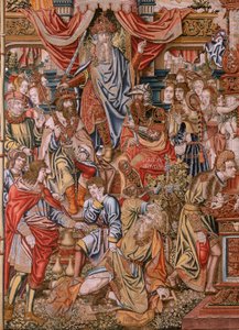 Arazzo fiammingo. Serie Gli Onori. Nobiltà. Quarto arazzo della serie. Modello Cartonisti del circolo di Bernard van Orley e Jan Gossaert (Mabuse). Manifattura Pieter van Aelst, Bruxelles. Ca 1550. Tessuto Oro, argento, seta e lana.