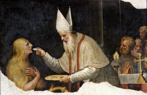La comunione di Maddalena. Affresco di Bernardino de Scapis detto Bernardino Luini. XV secolo. Sovrintendenza della città di Milano da Bernardino Luini