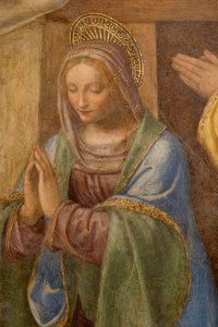 Natività e adorazione dei pastori, c. 1520-1525. (dettaglio) da Bernardino Luini