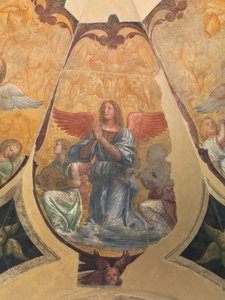 Angelo orante tra due musicisti inginocchiati e cherubini da Bernardino Luini