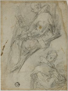 Due studi di certosini (recto); Tre schizzi di teste di certosini (verso) da Bernardino Poccetti