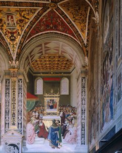 Storie di Pio II: Piccolomini eletto cardinale da Bernardino di Betto Pinturicchio