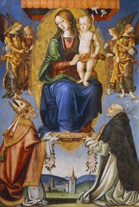 Madonna e Bambino con San Severino e Domenico da Bernardino di Mariotto