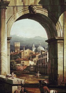 Capriccio romano con porta e mura (dettaglio) da Bernardo Bellotto
