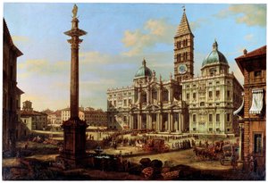 La Piazza e la Chiesa di Santa Maria Maggiore a Roma, 1739 da Bernardo Bellotto