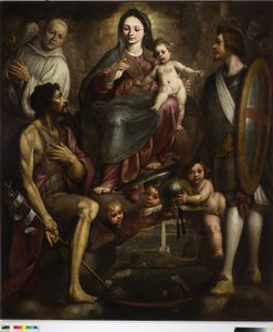 Bernardo Castello e i Santi Giorgio e Battista intercedono con la Madonna per la città di Genova da Bernardo Castello