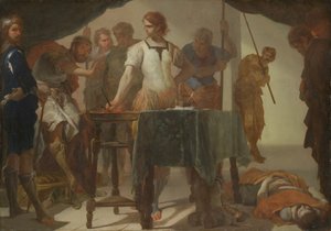Mucius Scaevola di fronte al re Porsenna da Bernardo Cavallino