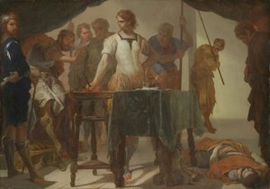 Muzio Scevola di fronte al re Porsenna da Bernardo Cavallino