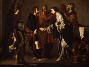 Il fidanzamento di Tobia e Sara da Bernardo Cavallino