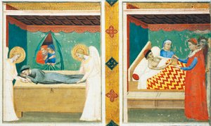 Predella della Sacra Cintola, (dettaglio con due piastrelle)
