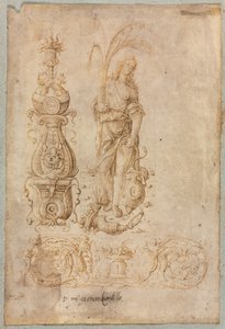 Progetto per un candelabro, figura allegorica dell