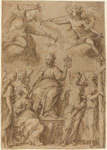 Ecclesia circondata da angeli che tengono gli strumenti della Passione da Bernardo Strozzi