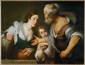Il profeta Eliseo e la vedova di Sarepta... (olio su tela) da Bernardo Strozzi