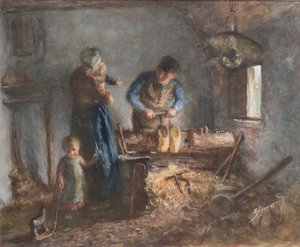 Il fabbricante di zoccoli (acquerello) da Bernardus Johannes Blommers or Bloomers