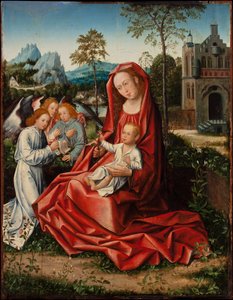 Vergine e Bambino con angeli, c.1530-1550 da Bernart van (follower of) Orley