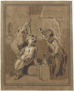Tre putti vicino a un