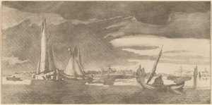Fiume con città, 1775