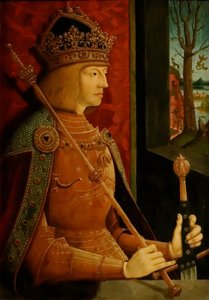 Imperatore Massimiliano I 1459-1519, con corona, scettro e spada, c. 1500