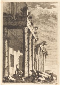Viaggiatori accanto a un portico in rovina da Bernhard Zaech after Jonas Umbach