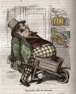 Obesità - Des Gourmands - deplorevole effetto dei farinacei - incisione in 