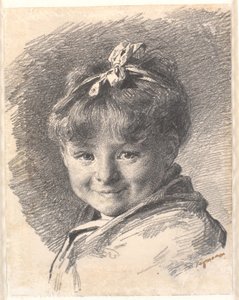 Ritratto di una bambina con capelli corti e fascia da Bertha Wegmann